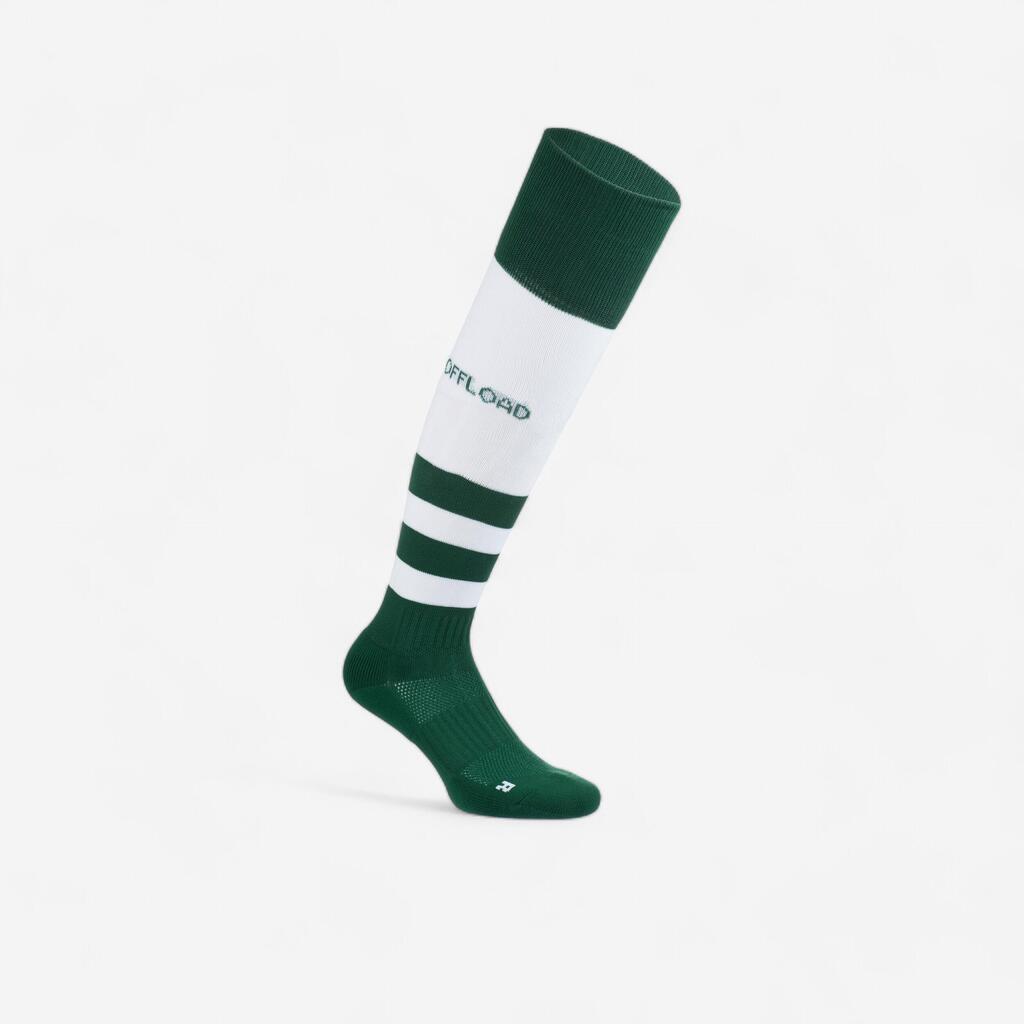 Men's/Women's High Rugby Socks R500 - Green/White