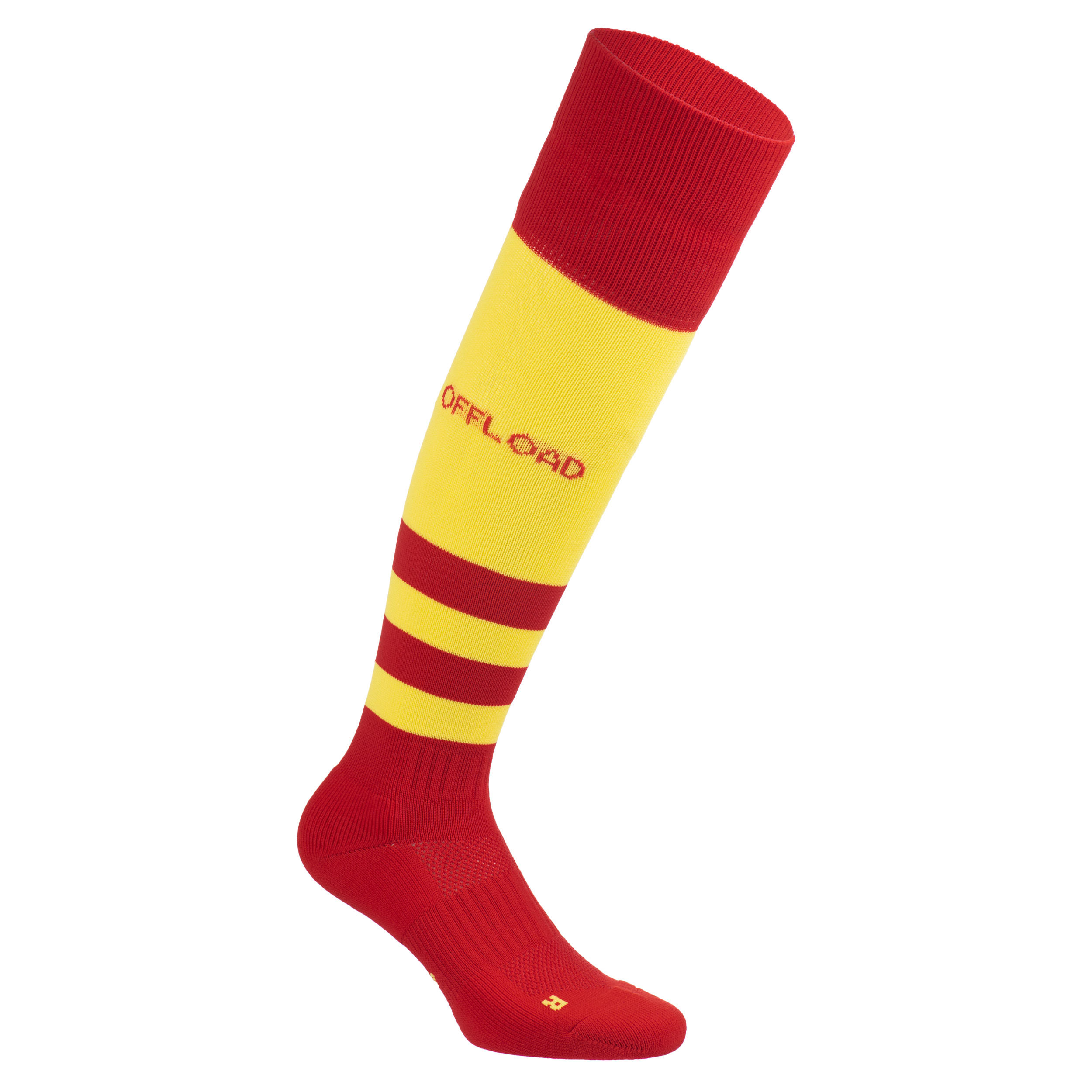 chaussettes hautes de rugby homme/femme - r500 rouge jaune - offload