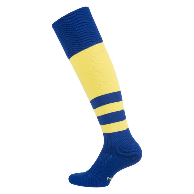 Chaussettes hautes de rugby Homme/Femme - R500 bleu jaune