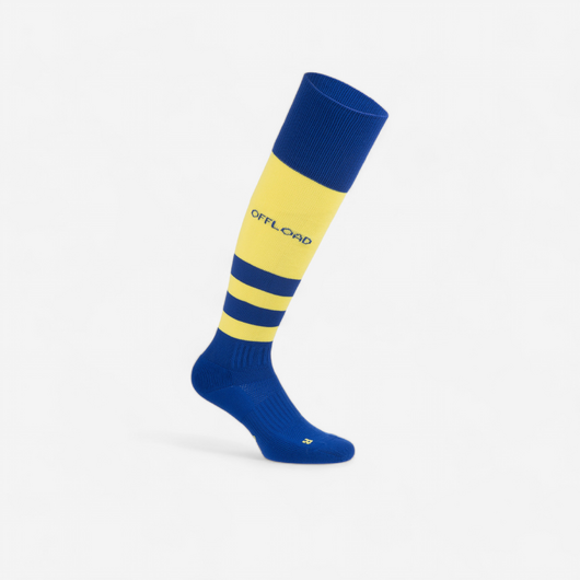 Chaussettes hautes de rugby Homme/Femme - R500 bleu jaune