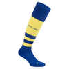 Rugby-Stutzenstrümpfe R500 hoch Erwachsene blau/gelb
