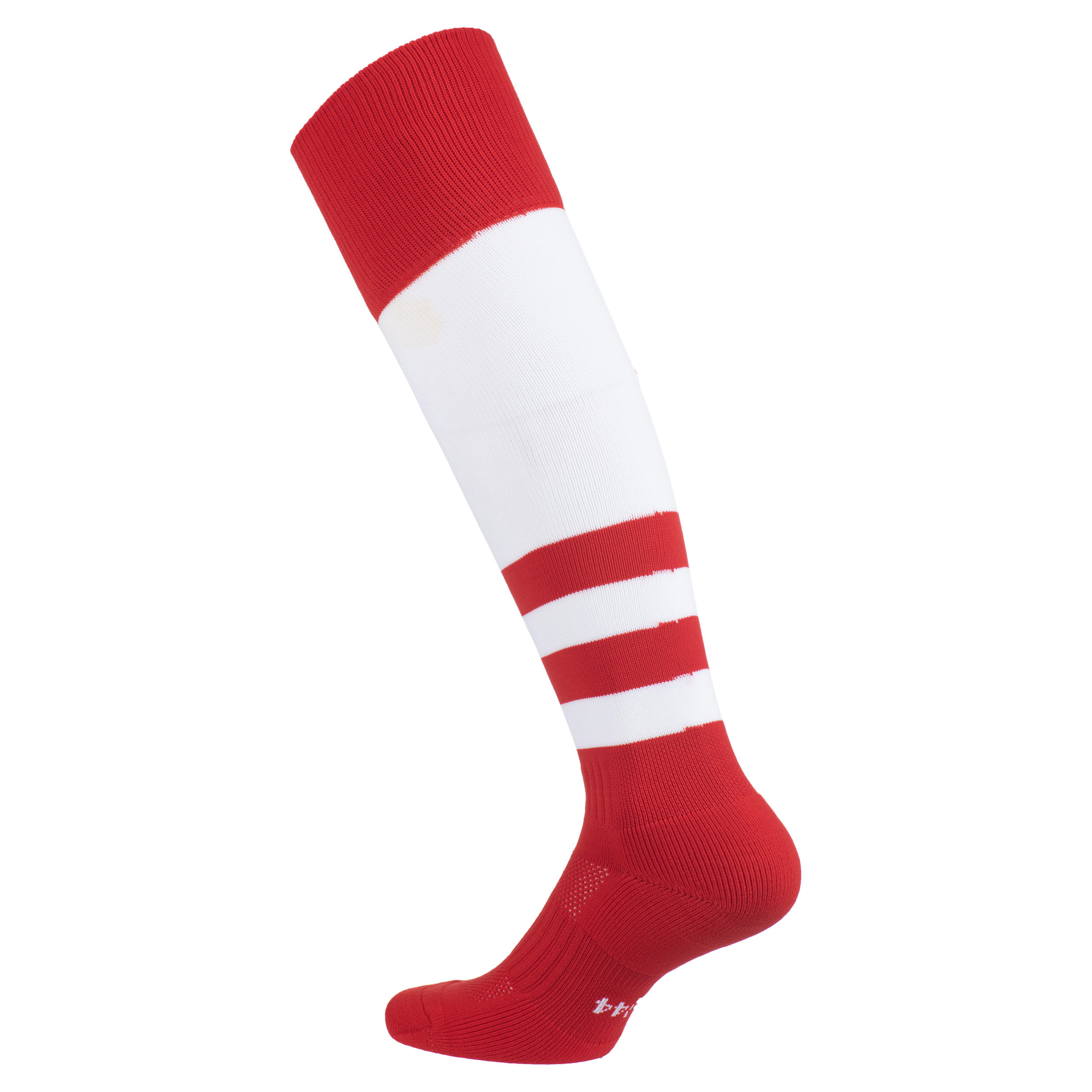 Men's/Women's High Rugby Socks R500 - Red/White 2/5