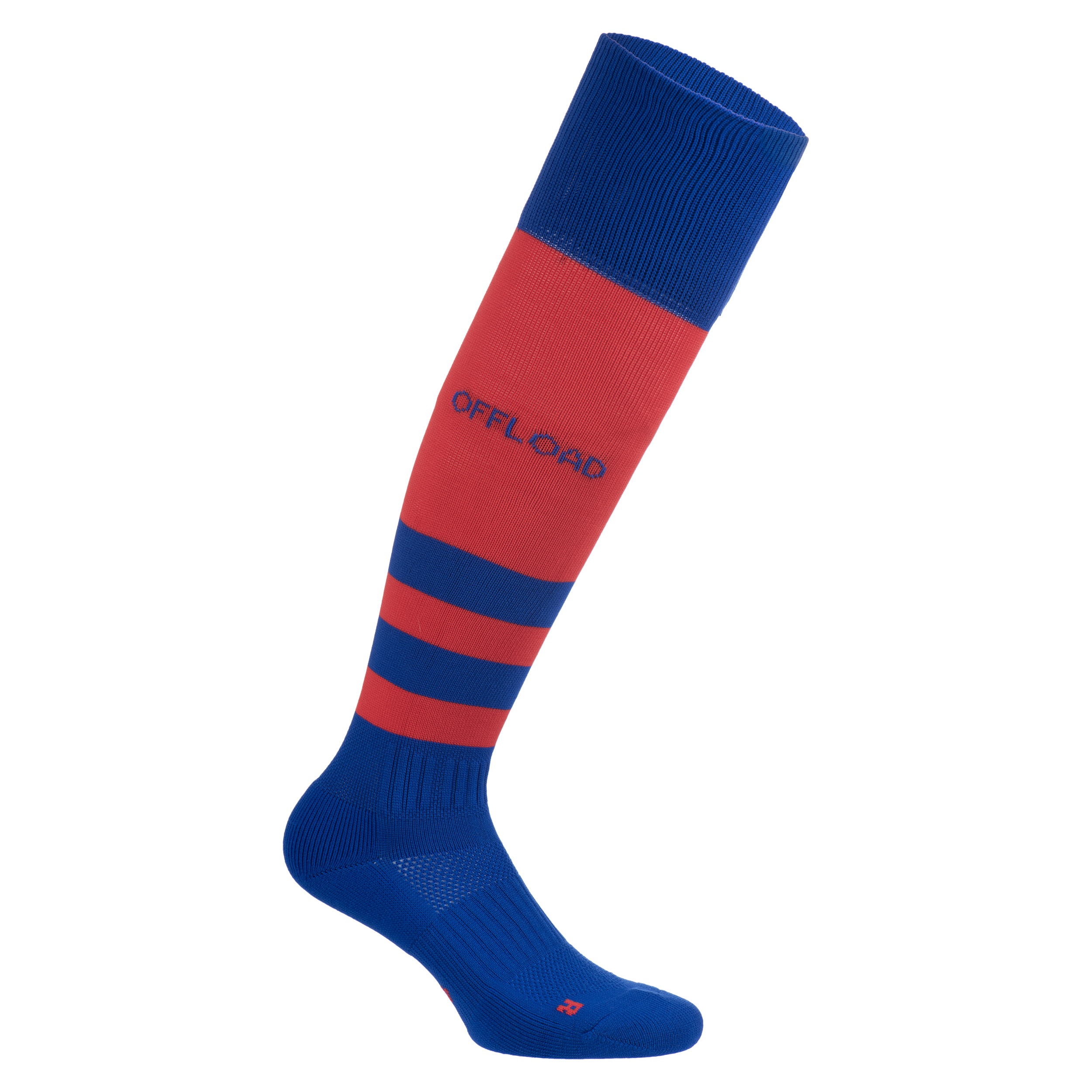 Chaussettes hautes de rugby Homme/Femme - R500 bleu rouge