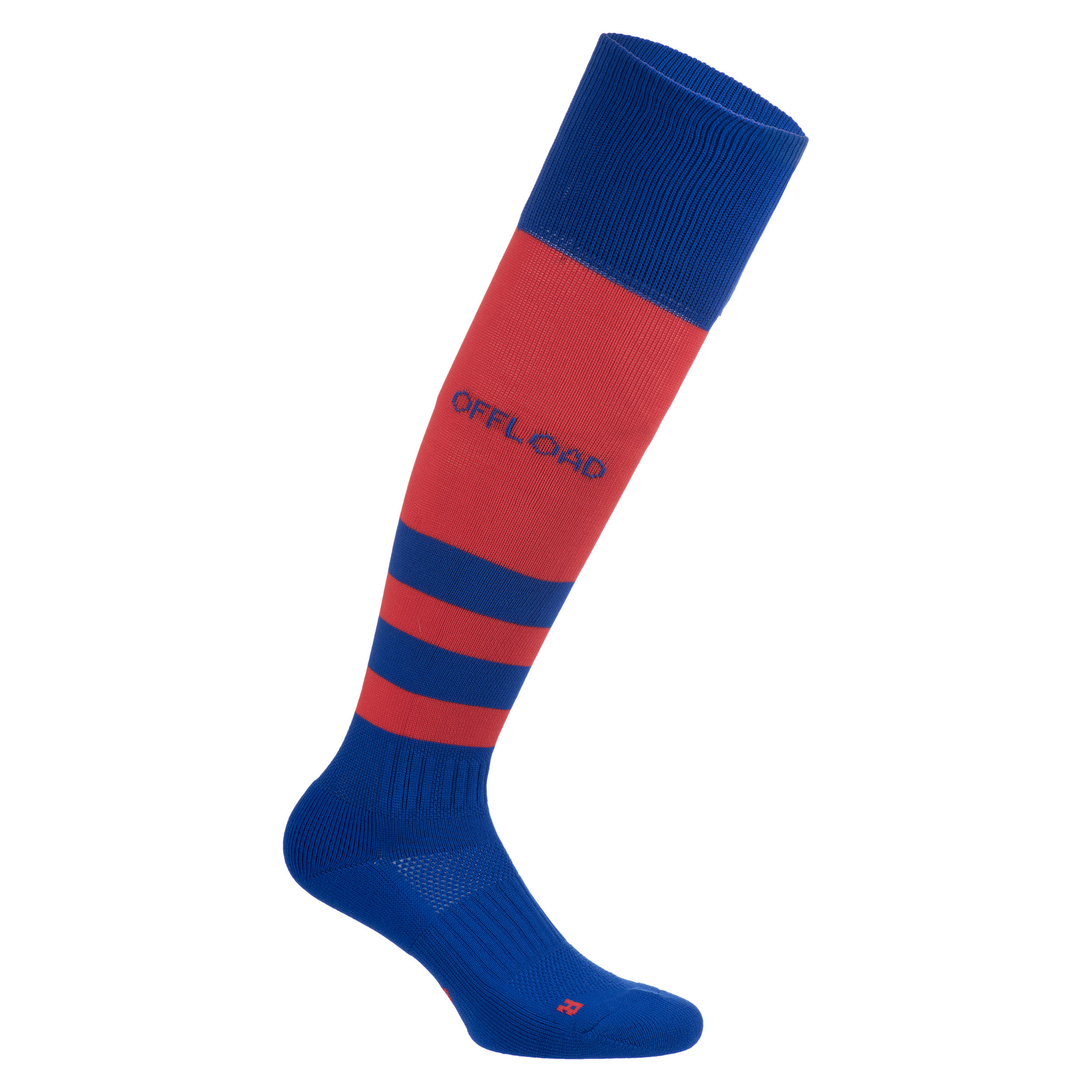 Adult High Rugby Socks R500 - Blue/red