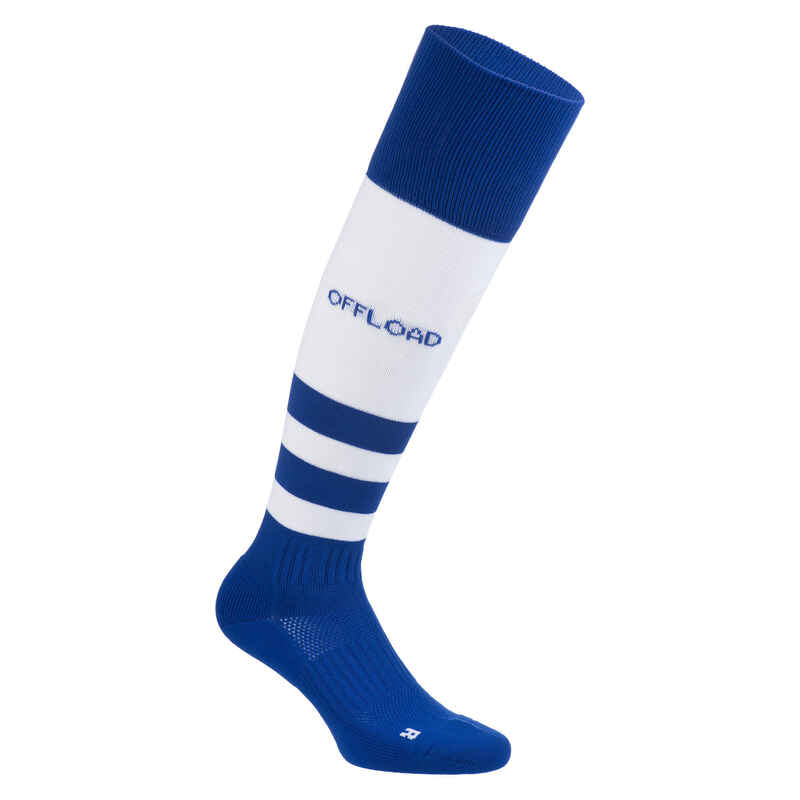 Rugby-Stutzenstrümpfe R500 hoch Erwachsene blau/weiss Rugby-Stutzenstrümpfe R500 hoch Erwachsene blau/weiss