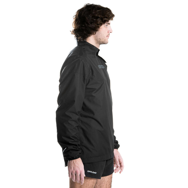 Jachetă Impermeabilă Protecţie Ploaie Rugby Smocktop Negru Adulţi