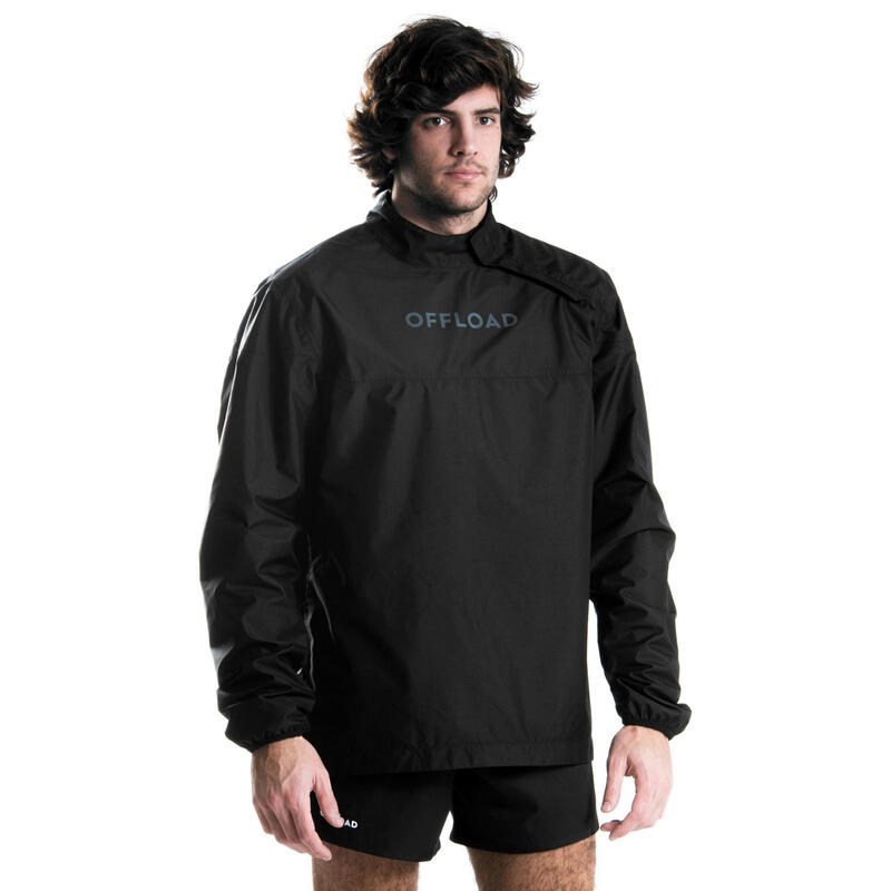 Winddicht regenjack voor rugby volwassenen Smock top zwart