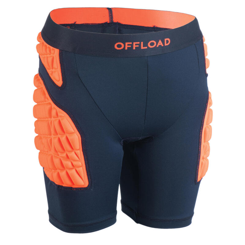 Pantalón Corto de Protección de Rugby Offload R500 niños naranja
