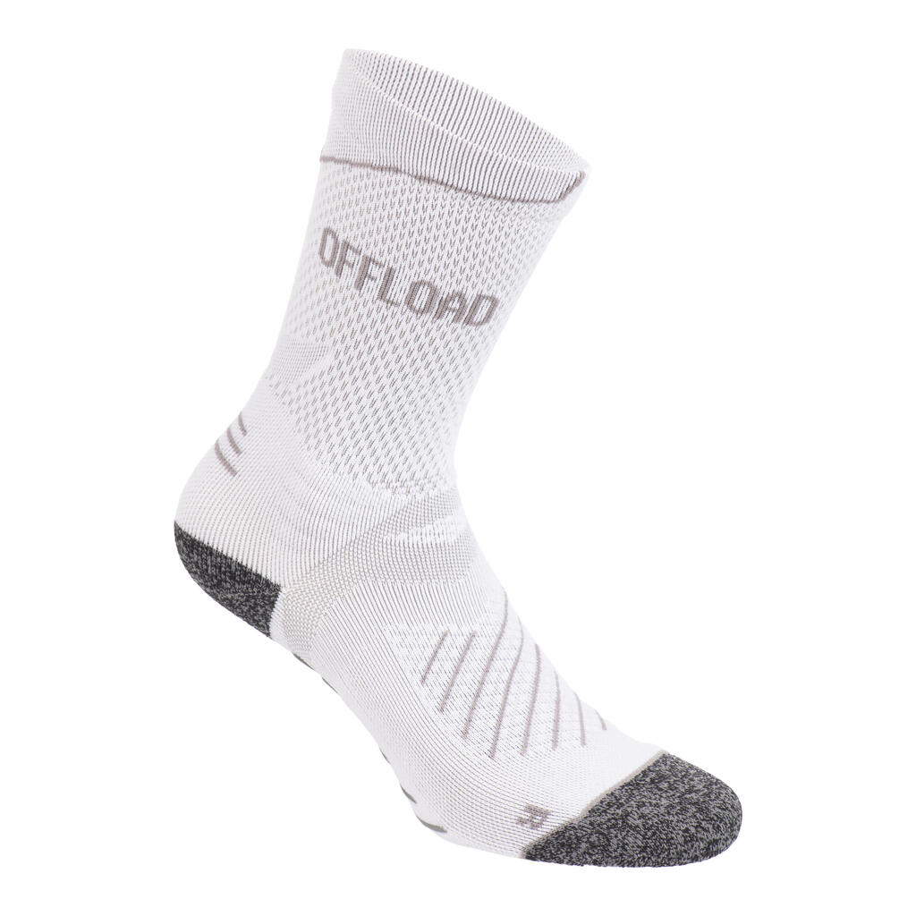 Adult Non-Slip Mid-Cut Rugby Socks R500 - White