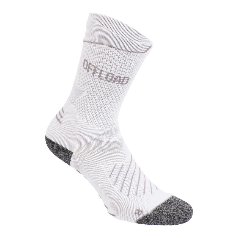 Ragbyové ponožky R500 Mid protiskluzové bílé 