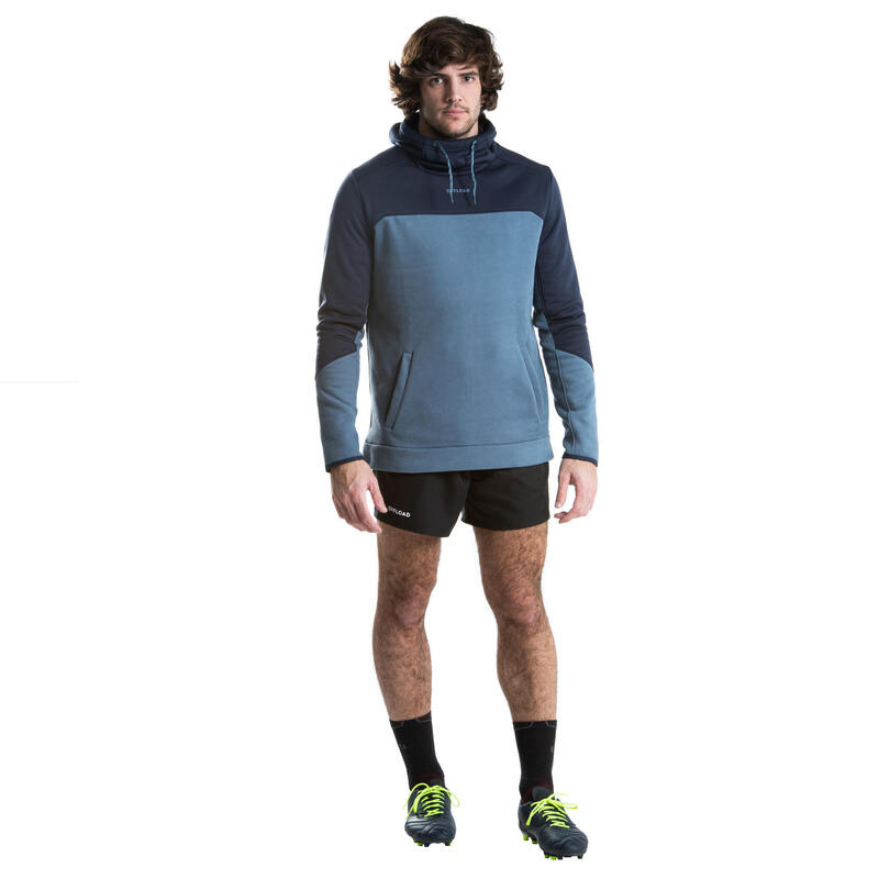 Sweat-shirt capuche de rugby Homme - R500 bleu