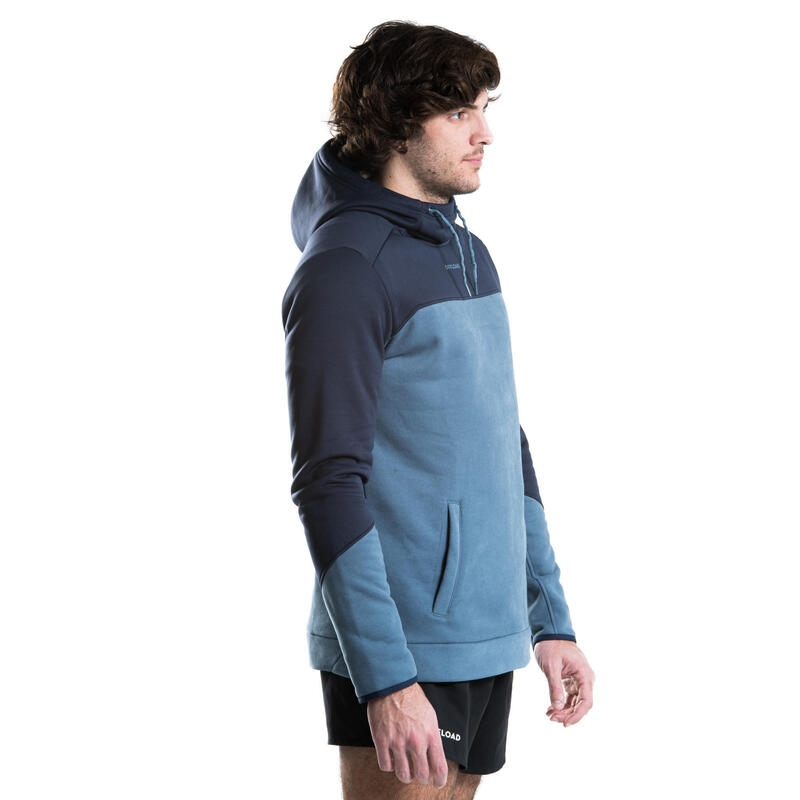 Sweat-shirt capuche de rugby Homme - R500 bleu