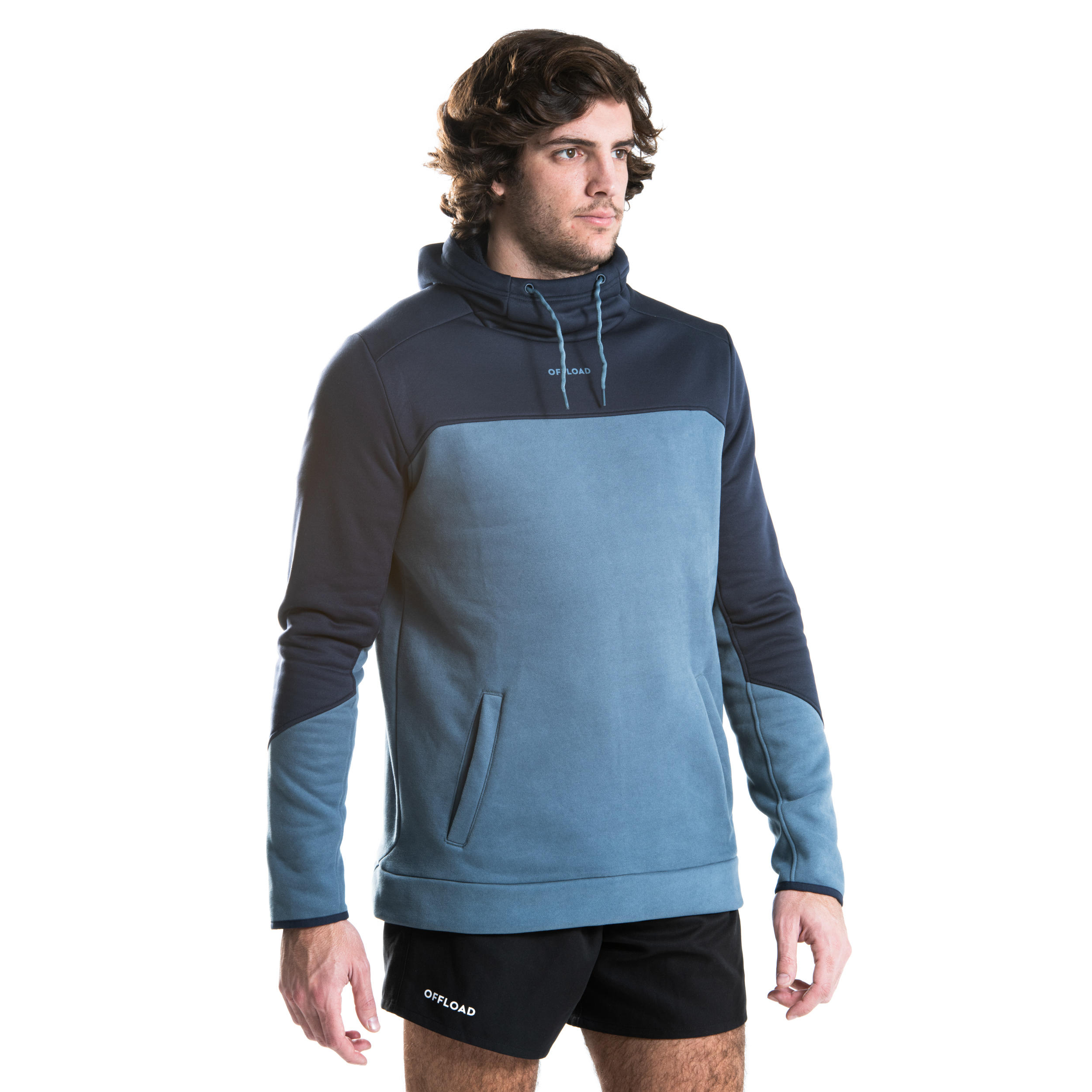 Men's Rugby Hooded Sweatshirt R500 - Blue 7/10