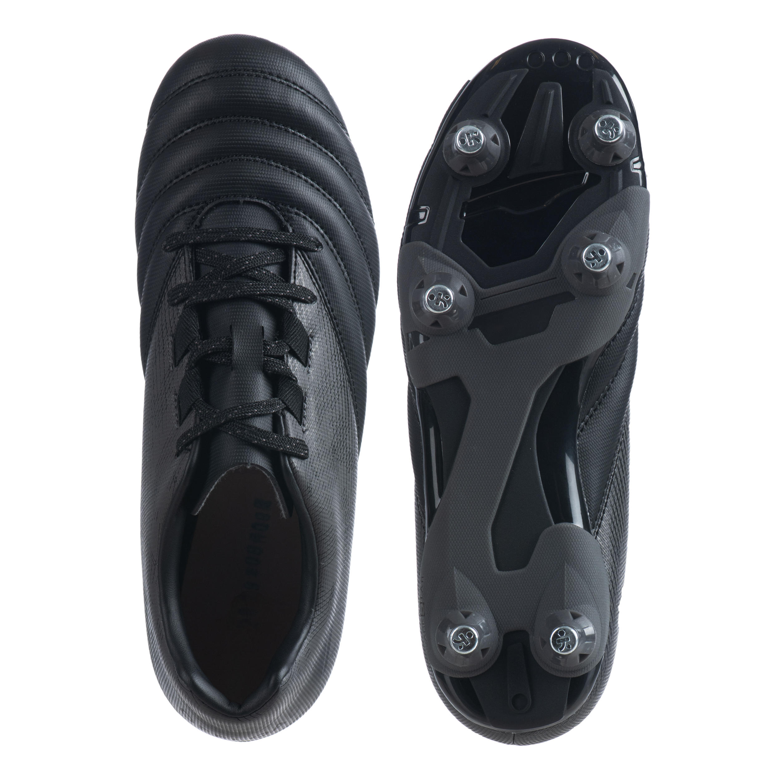 Kids' Soft Ground Studded Rugby Boots R500 SG - Black 4/7