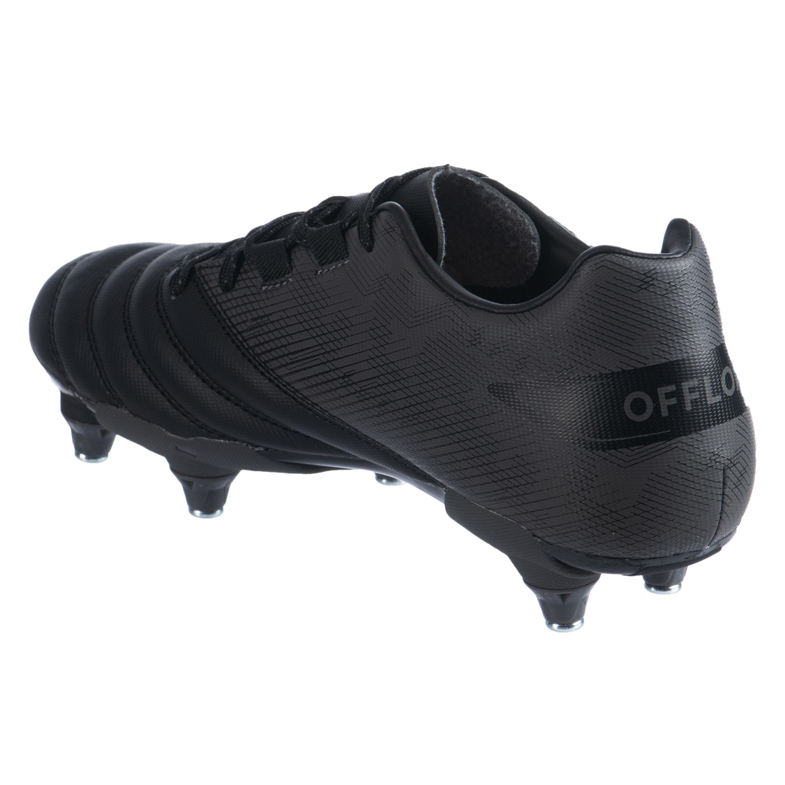 Kids' Soft Ground Studded Rugby Boots R500 SG - Black 2/7