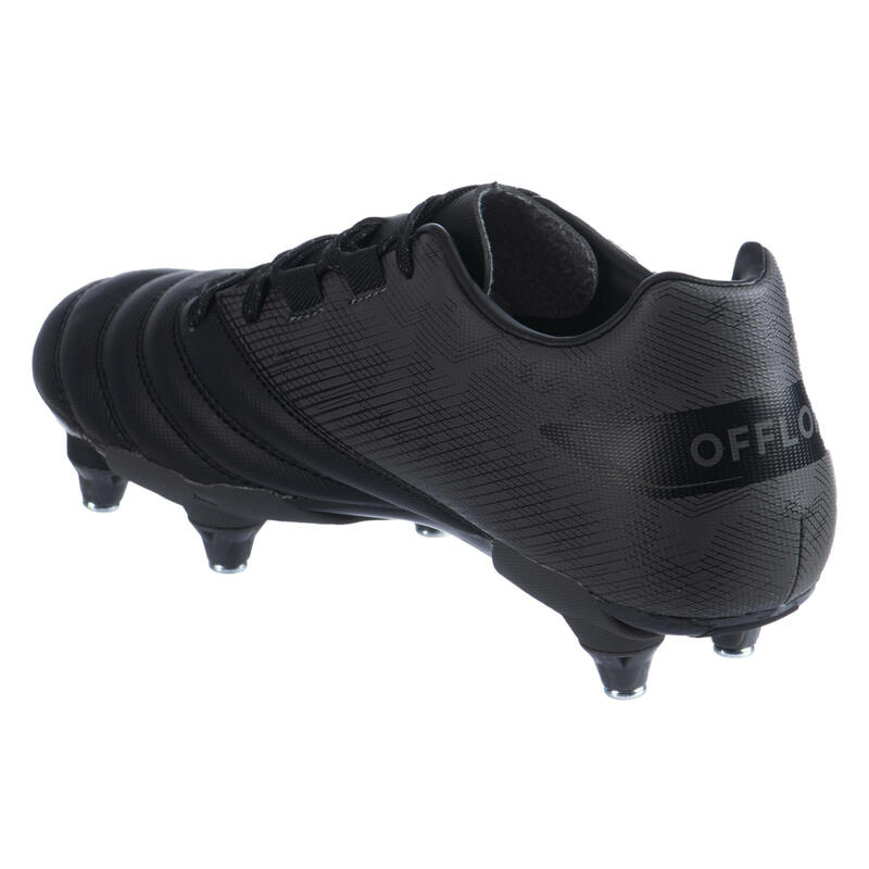 CHAUSSURES A CRAMPONS ENFANT TERRAIN GRAS R500 SG NOIRE