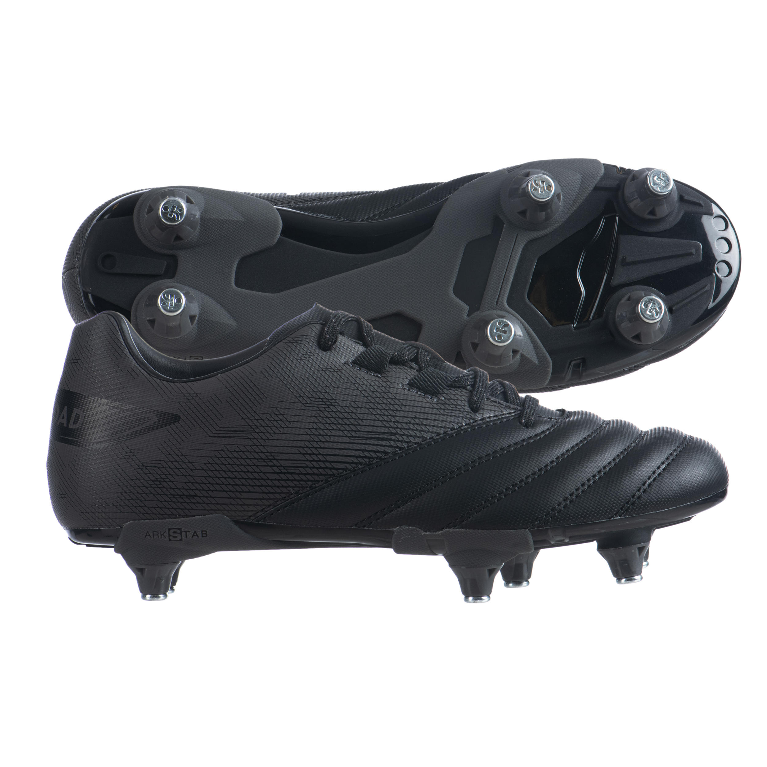 Kids' Soft Ground Studded Rugby Boots R500 SG - Black 3/7