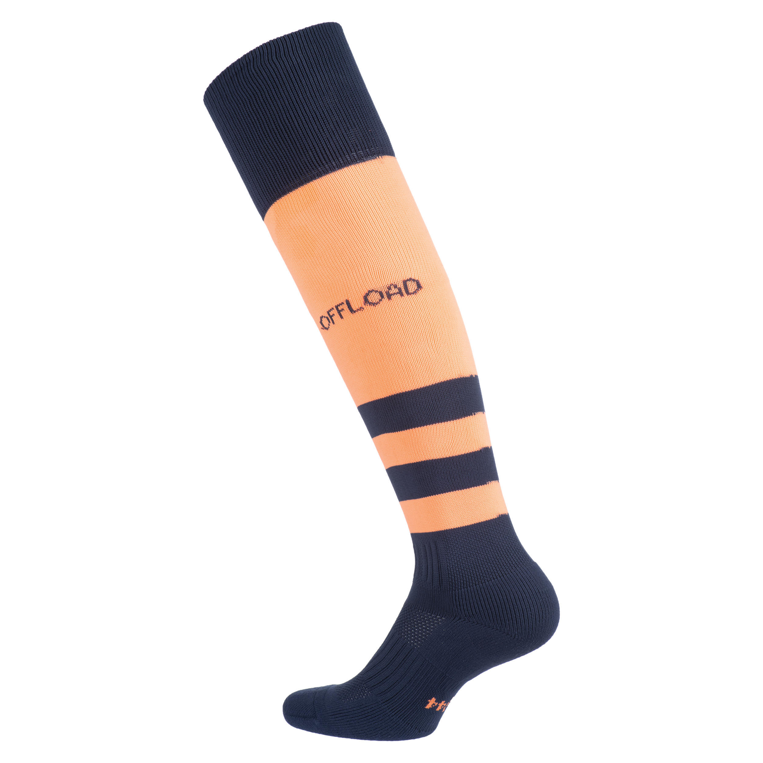 Women's Rugby Socks R500 - Coral/Navy Blue 2/5