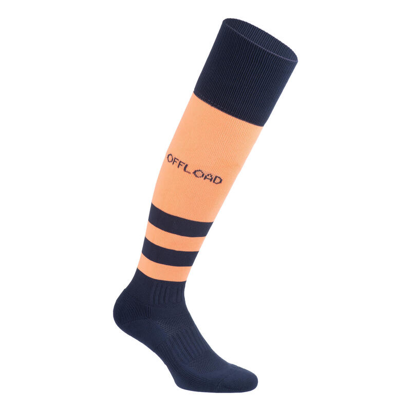 Chaussettes de rugby Femme - R500 corail bleu marine