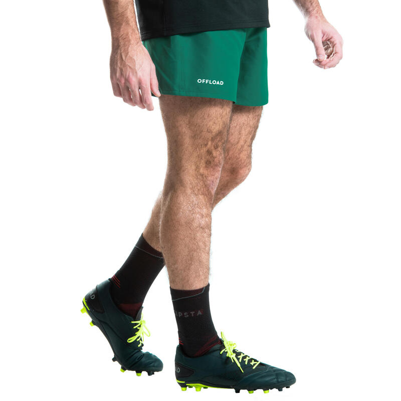 Felnőtt rövidnadrág rögbihez R100, zseb nélkül, zöld