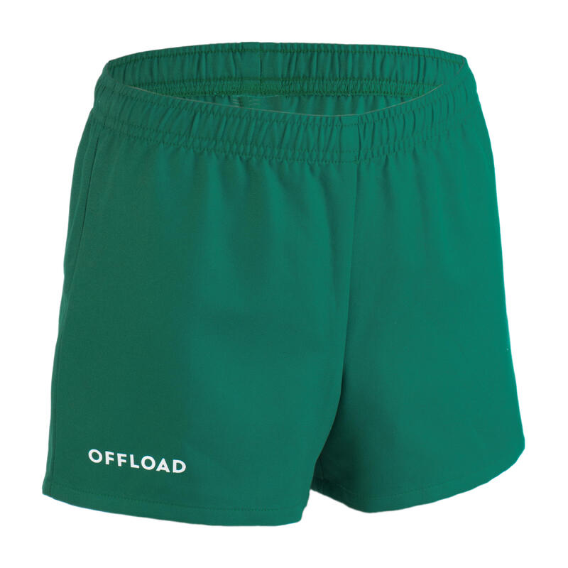 Kids' Rugby Club Pocketless Shorts R100 - Green