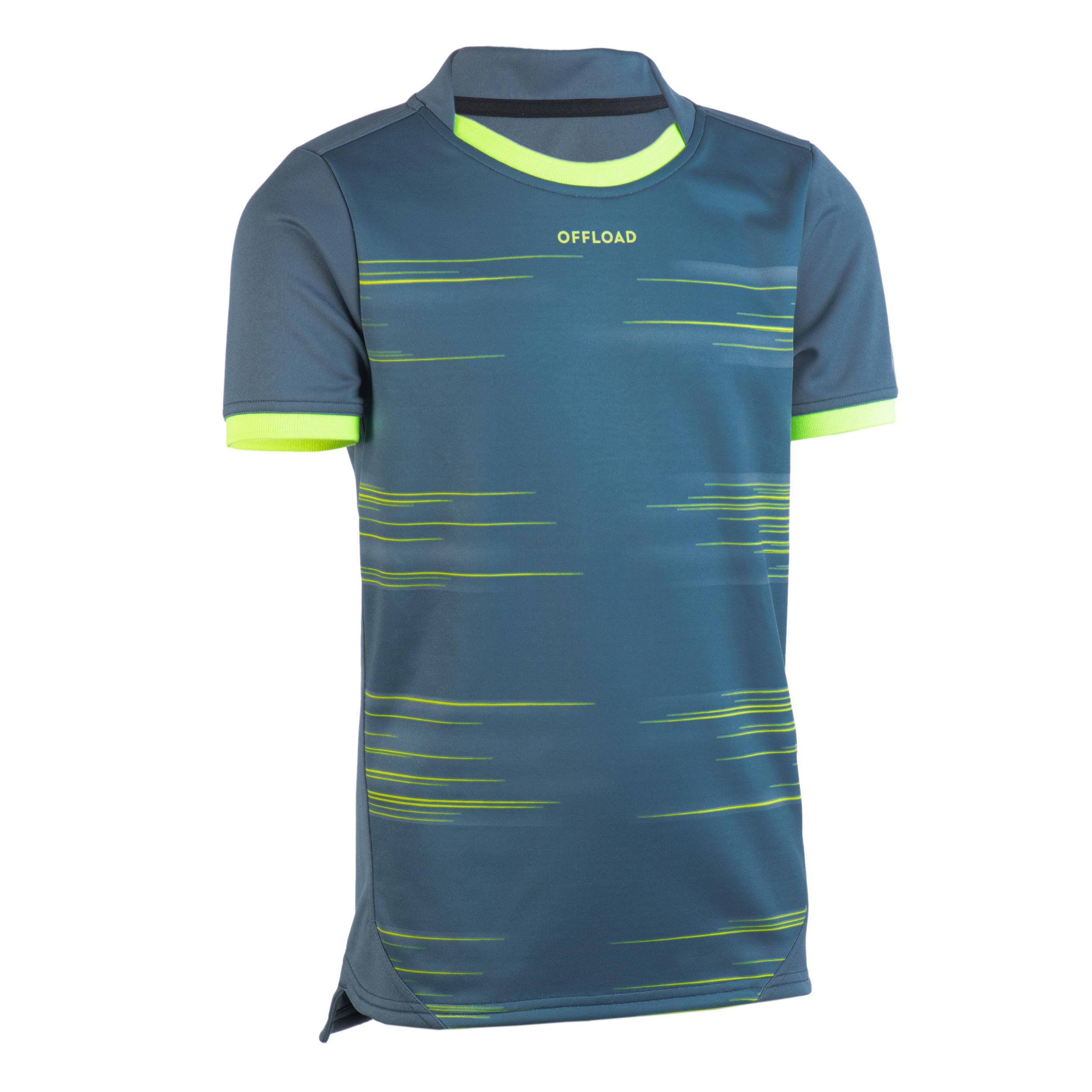 OFFLOAD Kids' Short-Sleeved Rugby Shirt R500 - Grey/Yellow