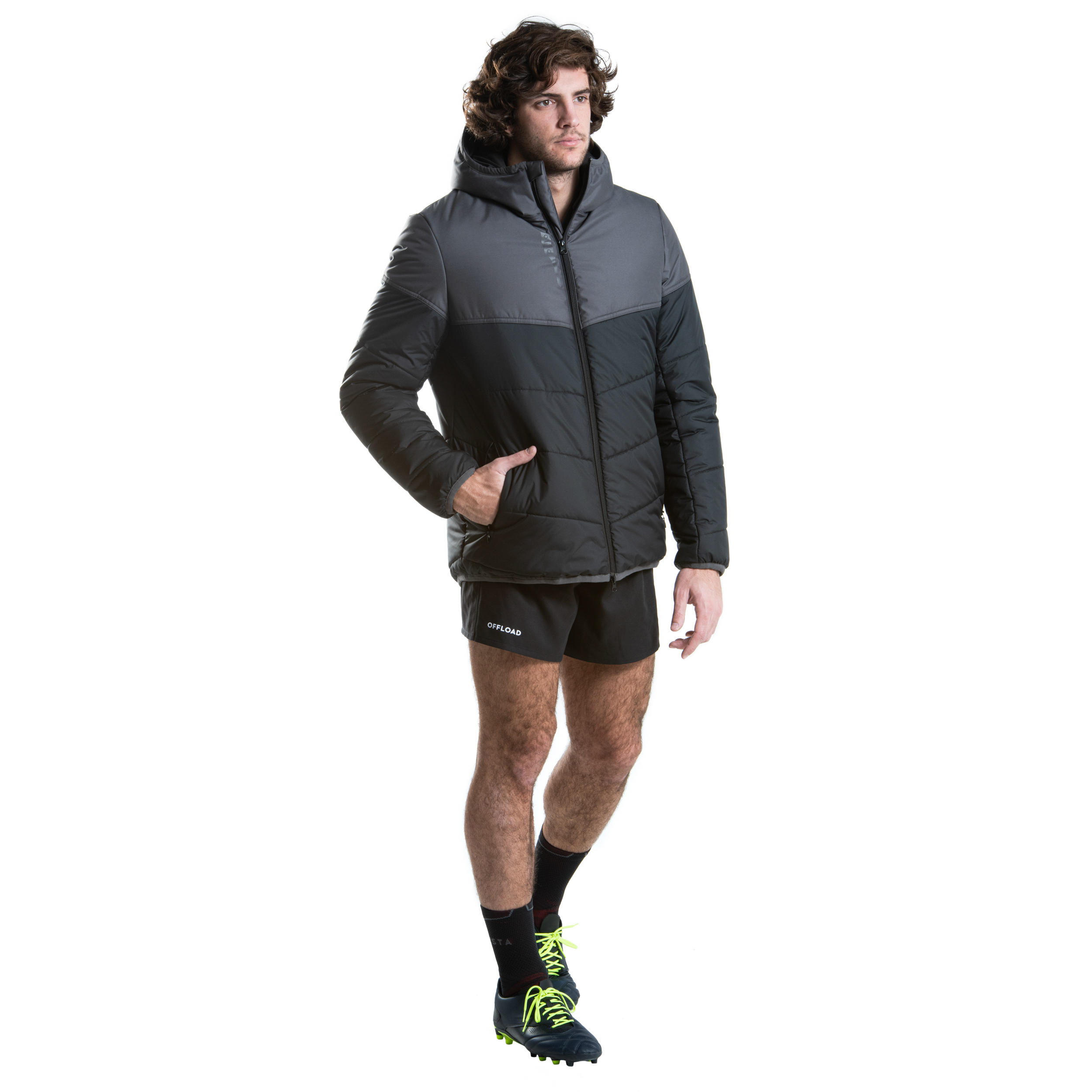 Adult Rugby Club Coach Short Parka R500 - Black 11/13