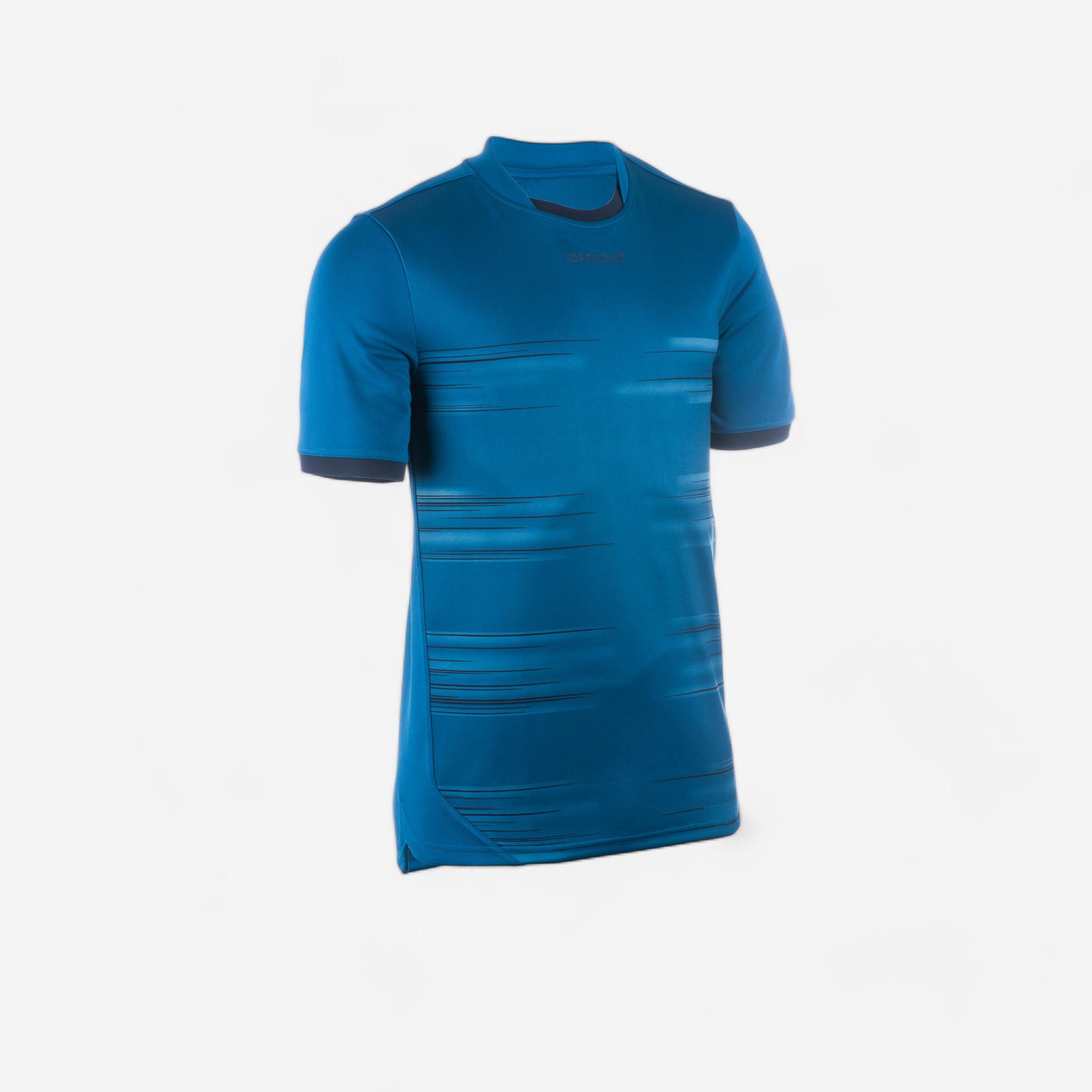 MAGLIA DA RUGBY A MANICHE CORTE R500 UOMO BLU