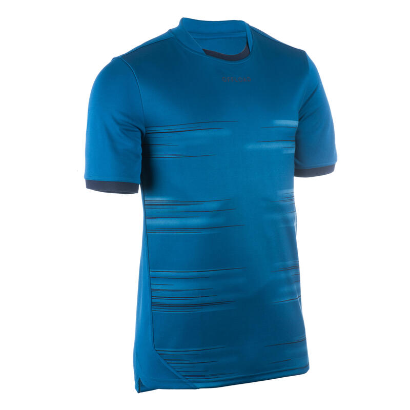 Rugbyshirt voor heren R500 korte mouwen blauw