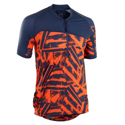 Maillot ciclismo MTB manga corta hombre Rockrider ST 500 azul naranja