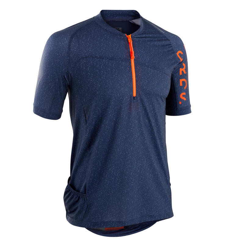 MAILLOT MANCHES COURTES VELO VTT ST 500 BLEU ET ROUGE HOMME