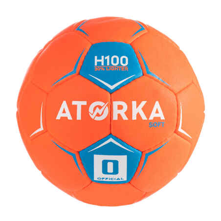 Balón de balonmano talla 0 para niños Atorka H100 SOFT naranja
