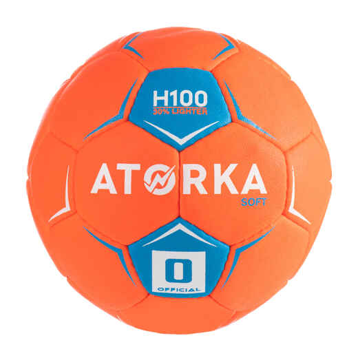 
      Detská lopta na hádzanú H100 soft T0 oranžovo-modrá
  