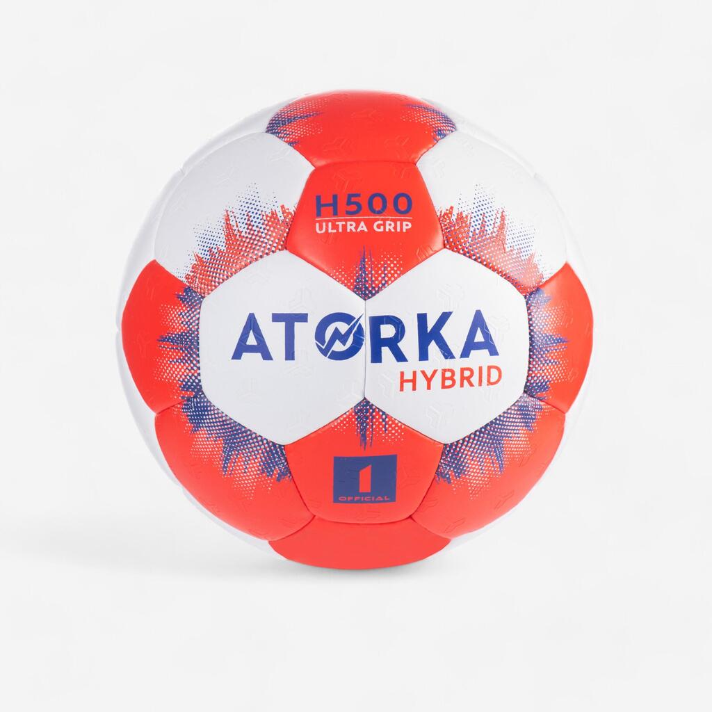 Kinder Handball Grösse 1 - H500 Hybrid grau/rot