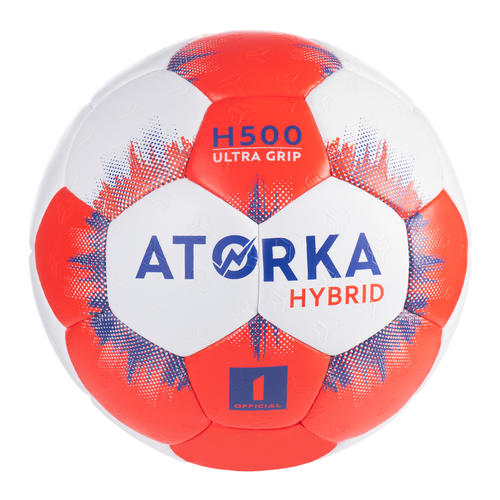 Ballon de handball enfant hybride T1 gris/rouge