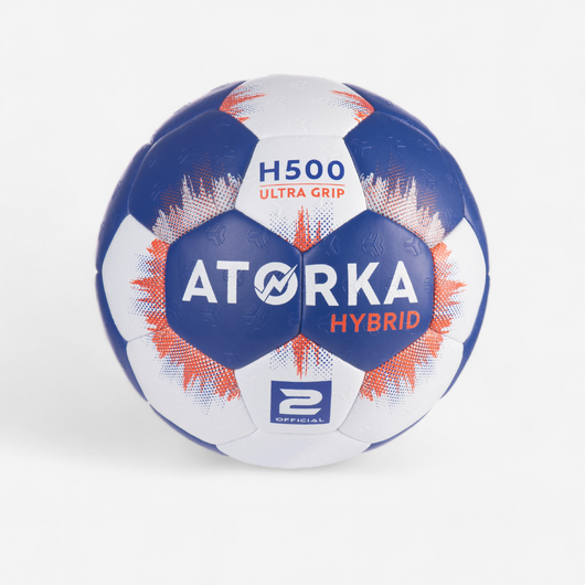 Ballon de handball enfant hybride T2 bleu/gris