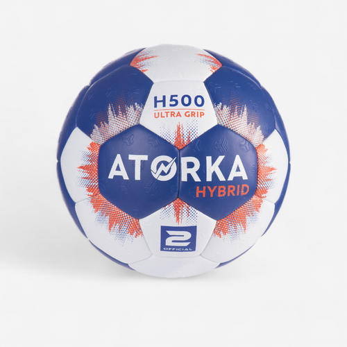 Ballon de handball enfant hybride T2 bleu/gris