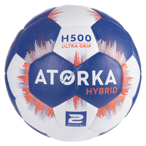 Ballon de handball enfant hybride T2 bleu/gris
