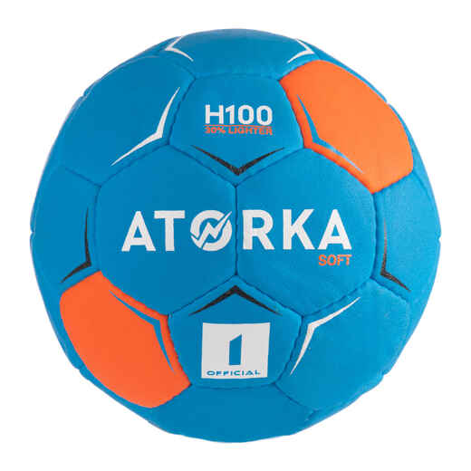 Kinder Handball Grösse 1 - H100 Soft blau/orange