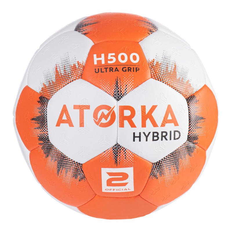 Kids' Size 2 Hybrid Handball Ball - Orange/Grey