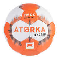 Kids' Size 2 Hybrid Handball Ball - Orange/Grey