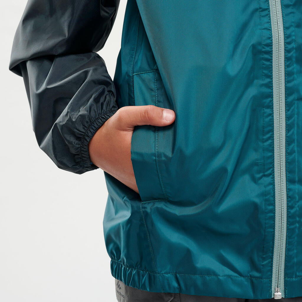 CHAQUETA IMPERMEABLE DE SENDERISMO - MH100 CIERRE - NIÑOS 7-15 AÑOS