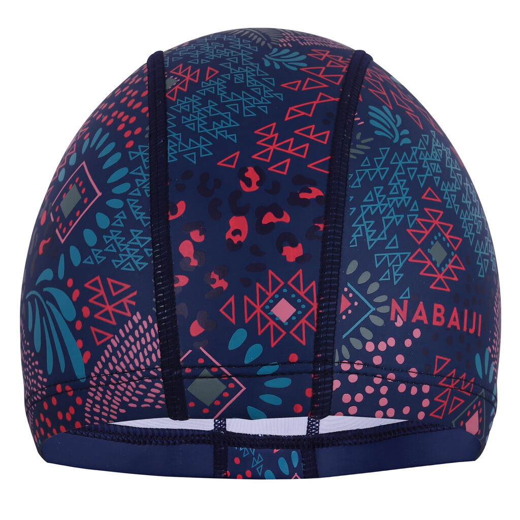 Bonnet de bain en maille enduite - tissu imprimé - taille l - noir expe jaune