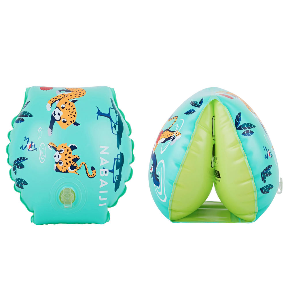 Kinder 11-30 kg Schwimmflügel - Nabaiji 100 bedruckt "Gepard grün" 