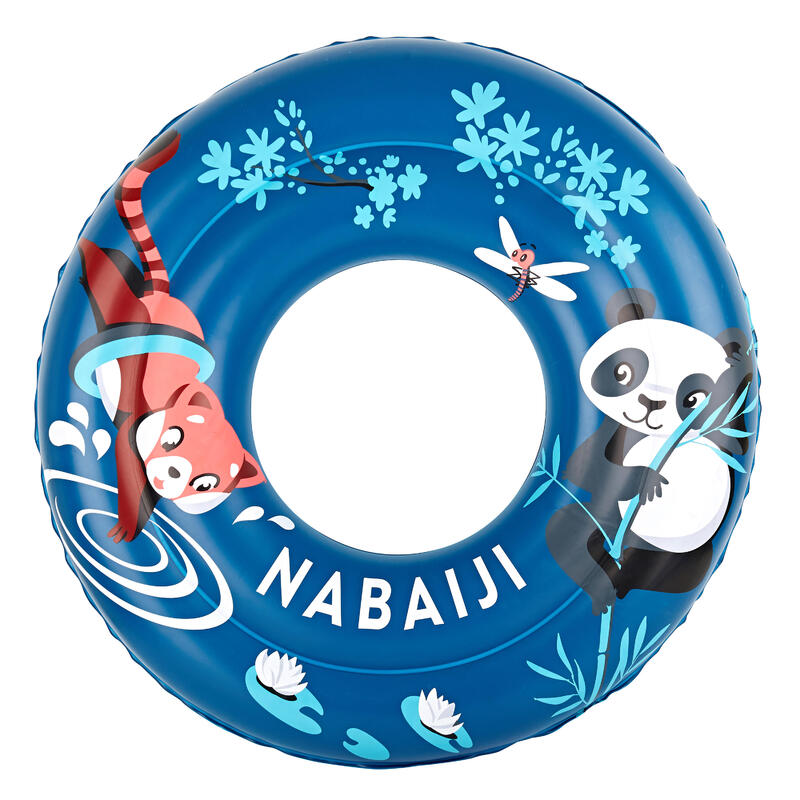 Kids' Inflatable Swim Ring 6-9 Years 65 cm - Blue "Panda" Print