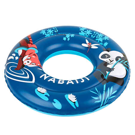Kids' Inflatable Swim Ring 6-9 Years 65 cm - Blue "Panda" Print