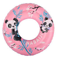 Swimming inflatable 51 cm pool ring for kids aged 3-6 - pink "Pandas" print