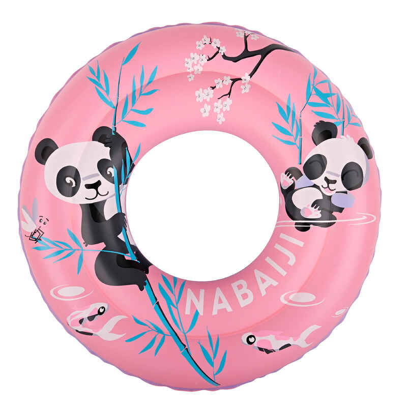 Swimming inflatable 51 cm pool ring for kids aged 3-6 - pink "Pandas" print