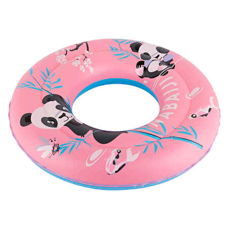 Swimming inflatable 51 cm pool ring for kids aged 3-6 - pink "Pandas" print