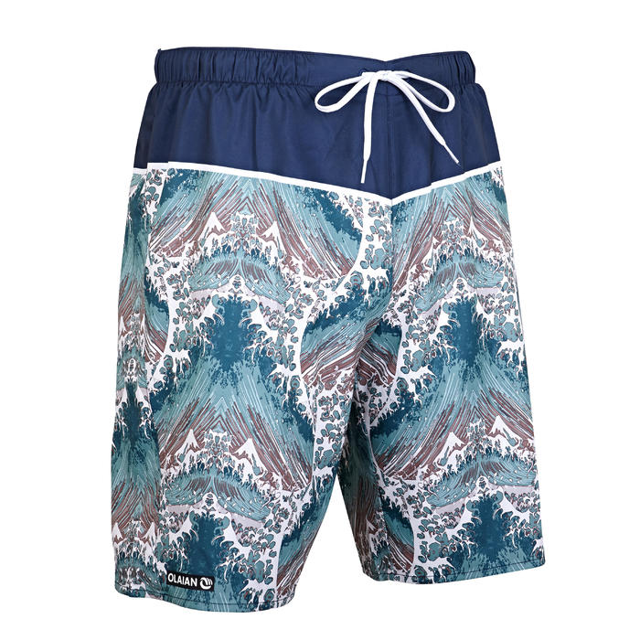 Men Surf Bodyboard Boardshorts Olaian Sbs100 - Blue printed